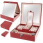 Caseta pentru ceasuri si bijuterii, compartimente pe 2 nivele, inchidere cheie, design elegant, 25x30 cm