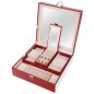 Caseta pentru ceasuri si bijuterii, compartimente pe 2 nivele, inchidere cheie, design elegant, 25x30 cm