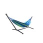 Hamac dublu cu suport metalic, multicolor, 200x150 cm, greutate maxima 200 kg, husa depozitare inclusa