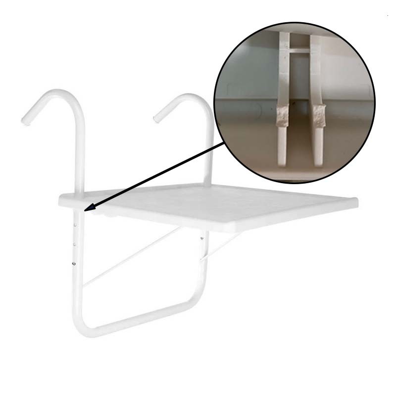 Masa de balcon rabatabila 40x52 cm, unghi inclinare ajustabil, cadru otel alb, RESIGILAT Masa de balcon rabatabila 40x52 cm, unghi inclinare ajustabil, cadru otel alb, RESIGILAT