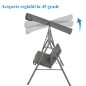 Balansoar de gradina, 3 locuri, cadru metalic, acoperis reglabil, 170x110x153 cm, gri