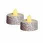 Set 2 candele iluminate LED intermitent, tip pastila, glitter argintiu Set 2 candele iluminate LED intermitent, tip pastila, glitter argintiu