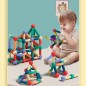 Set magnetic de constructie pentru copii, 136 piese multicolor, cutie depozitare, 2.9-8.6 cm