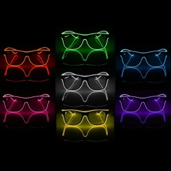 Ochelari luminosi cu fir El Wire, iluminare 3 moduri, diverse culori, invertor