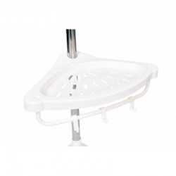 Raft pentru baie, 4 nivele, 3 carlige, suport prosop, reglabil 100-320 cm, alb