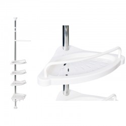 Raft pentru baie, 4 nivele, 3 carlige, suport prosop, reglabil 100-320 cm, alb