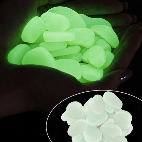 Pietricele fosforescente translucide care lumineaza verde, decorative, 3-5 cm
