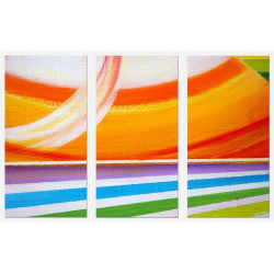 Set tablou 3 piese fosforescent Curcubeu abstract