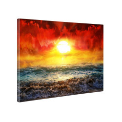Tablou canvas fosforescent Apus rosu, 40x20 cm