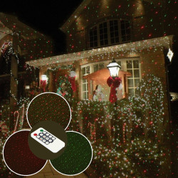 Proiector laser exterior IP44, cu telecomanda, joc de lumini verzi si rosii