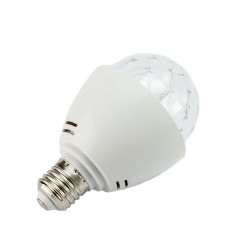 Bec LED RGB rotativ 3W, E27, proiectie disco multicolora