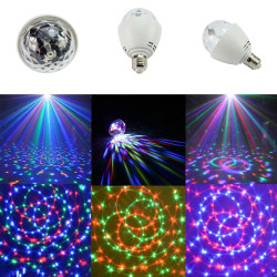 Bec LED RGB rotativ 3W, E27, proiectie disco multicolora