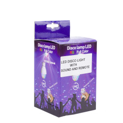 Bec proiector disco LED 3W, E27, rotativ, RGB, senzor sunet, telecomanda