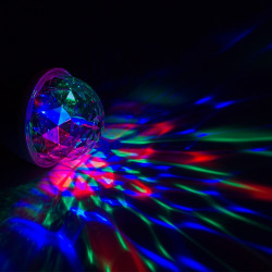 Bec proiector disco LED 3W, E27, rotativ, RGB, senzor sunet, telecomanda