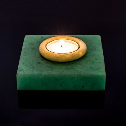 Suport patrat pentru lumanare, luminescent, handmade, 10 cm