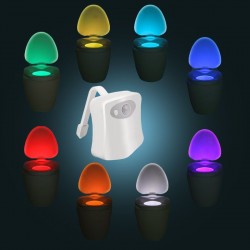 Lumina toaleta LED, multicolora, senzor miscare, rezistenta la apa