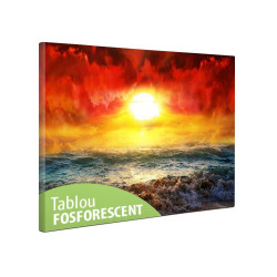 Tablou fosforescent Apus soare in ocean, canvas, 20x40cm