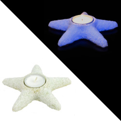 Suport lumanare luminescent, mini steluta, acryl, diametru 4 cm