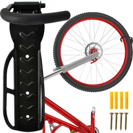 Suport biciclete, maner cauciucat, accesorii incluse, universal, carlig rotativ, 26x7x12 cm, negru