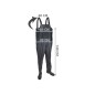 Costum pescuit, impermeabil, incaltaminte marime 43, talpa 27,5 cm, talpa antialunecare, pieptar salopeta, 140x64 cm, negru