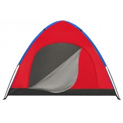 Cort camping pentru 4 persoane, impermeabil, husa transport, 190x190x2 cm, albastru/rosu