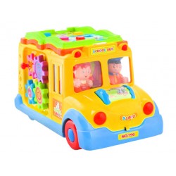 Autobuz de jucarie interactiv, redare melodii, 24x12x13,5 cm, multicolor
