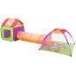 Loc de joaca copii, format XXL, 2 corturi, tunel de legatura, 200 bile colorate, husa, 375 cm