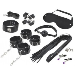 Set accesorii erotice, 13 piese, piele ecologica, negru
