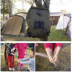 Dus solar portabil pentru camping, capacitate 20 litri, termometru, buzunar dublu