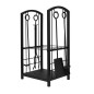 Suport depozitat lemne semineu, inaltime 73 cm, 2 nivele, 4 accesorii otel, negru