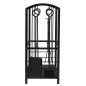 Suport depozitat lemne semineu, inaltime 73 cm, 2 nivele, 4 accesorii otel, negru