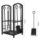 Suport depozitat lemne semineu, inaltime 73 cm, 2 nivele, 4 accesorii otel, negru