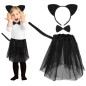 Costum pisica fetite, fusta, papion, urechi, coada, negru