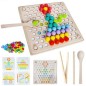 Puzzle tip Montessori cu margele colorate din lemn, accesorii incluse, dezvoltare motricitate si memorie