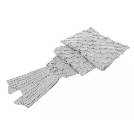 Patura coada de sirena, dimensiune XXL, fibra acrilica, lungime totala 190 cm, gri