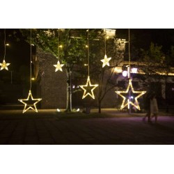 Instalatie perdea luminoasa ploaie de stele, lumina alb calda, 8 moduri iluminare, 5.5 m, IP44