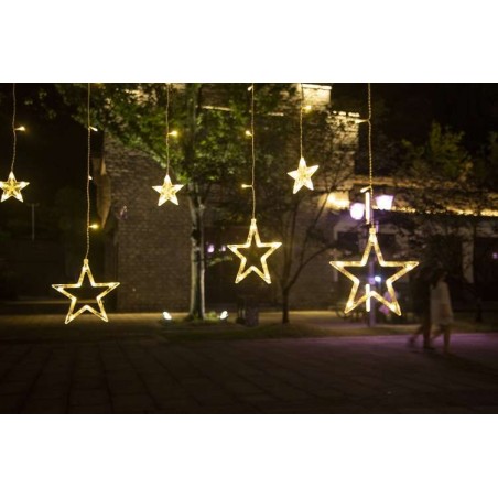 Instalatie perdea luminoasa ploaie de stele, lumina alb calda, 8 moduri iluminare, 5.5 m, IP44