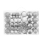 Set globuri Craciun, cu sclipici, 100 piese, 7 modele, argintiu Set globuri Craciun, cu sclipici, 100 piese, 7 modele, argintiu