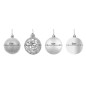 Set globuri Craciun, cu sclipici, 100 piese, 7 modele, argintiu Set globuri Craciun, cu sclipici, 100 piese, 7 modele, argintiu