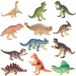 Set 12 figurine de jucarie, specii de dinozauri, 9x11 cm, multicolor