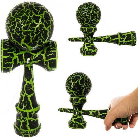 Joc kendama, material lemn, 18x7x5,5 cm, verde