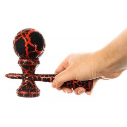 Joc de indemanare, kendama din lemn, 18x7x5,5 cm, rosu