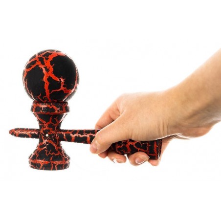 Joc de indemanare, kendama din lemn, 18x7x5,5 cm, rosu