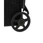 Sezlong de gradina cu roti, spatar reglabil, ratan sintetic, 197x54 cm, gri/negru