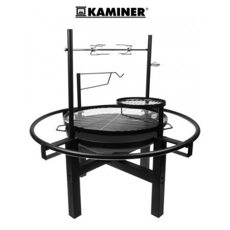 Gratar de gradina cu carbune, rotisor rotativ, functie afumare, 102x98cm, 12,5kg, negru