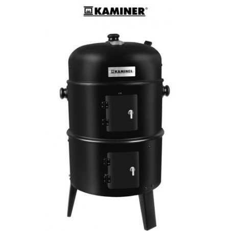 Gratar de gradina cu carbune 3 in 1, functie grill, functie afumare, carlige incluse, 45x80cm, negru