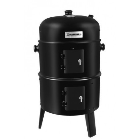 Gratar de gradina cu carbune 3 in 1, functie grill, functie afumare, carlige incluse, 45x80cm, negru