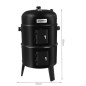 Gratar de gradina cu carbune 3 in 1, functie grill, functie afumare, carlige incluse, 45x80cm, negru