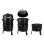 Gratar de gradina cu carbune 3 in 1, functie grill, functie afumare, carlige incluse, 45x80cm, negru