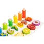 Sortator de numere pentru copii, fructe cu magnet, cutit, calcule matematice, 45x15x7 cm, jucarie lemn multicolor
